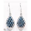 Image 1 : 4) RHODIUM PLATED ST. SILVER BLUE TOPAZ EARRINGS