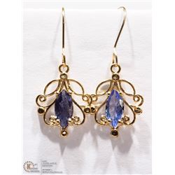 7) 14K YELLOW GOLD TANZANITE EARRINGS