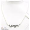 Image 2 : 8) ST. SILVER PEARL & DIAMOND "LOVE YOU" NECKLACE