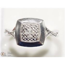 9) STERLING SILVER DIAMOND RING