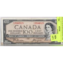 1954 CANADIAN $100.00 DEVILS FACE BILL.