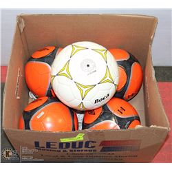 BOX W/ 5 LARGE SPORTS BALLS.