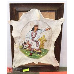 ANTIQUE HIDE PICTURE 21X31 WITH FRAME