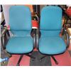 Image 1 : PAIR OF TEAL HYDRAULIC LIFT OFFICE CHAIRS