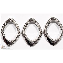11) 3 STERLING SILVER 4 DIAMOND PENDANTS