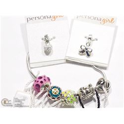 13) ST. SILVER PERSONA LABEL BRACELET & 7 CHARMS