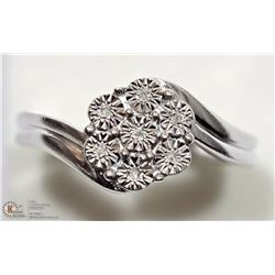 17) PAIR OF STERLING SILVER 7 DIAMOND RINGS