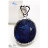 Image 1 : 18) 14K WHITE GOLD BLUE AND WHITE SAPPHIRE PENDANT