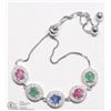 Image 1 : 19) ST. SILVER RUBY SAPPHIRE & EMERALD BRACELET