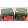 Image 1 : 2 CARVED WOOD GREEN VINTAGE STOOLS
