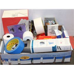BOX OF MISC OFFICE SUPPLIES