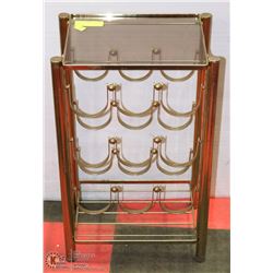 BRASS MID CENTURY MODERN WINE RACK.