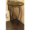 Image 1 : DECORATIVE COLORED GLASS AND WROUGHT IRON TABLE