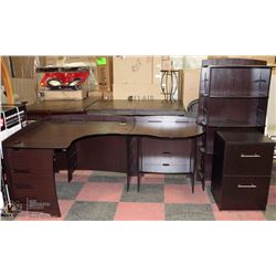 4PC. WOOD DESK  WITH STORAGE AND KEYS