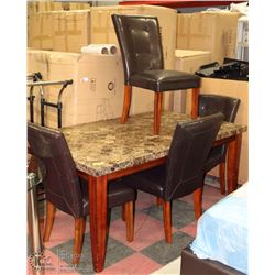 SOLID MARBLE TOP DINING ROOM TABLE WITH 4 CHAIRS