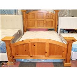 PINE QUEEN SIZE BEDFRAME-MATTRESS NOT INCL