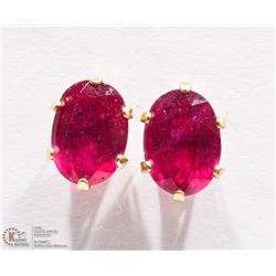 22) 10K YELLOW GOLD RUBY STUD EARRINGS