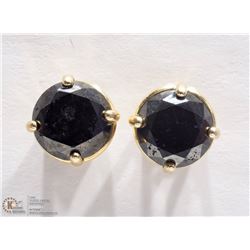 23) 14K YELLOW GOLD BLACK DIAMOND STUD EARRINGS