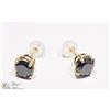 Image 2 : 23) 14K YELLOW GOLD BLACK DIAMOND STUD EARRINGS