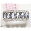 Image 1 : 26) STERLING SILVER BLUE AND WHITE DIAMOND  RING