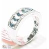 Image 2 : 26) STERLING SILVER BLUE AND WHITE DIAMOND  RING