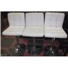 Image 1 : LOT OF 3 WHITE LEATHERETTE BAR CHAIRS.