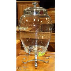 LARGE GLASS JAR WITH STAND , LID AND SPOUT