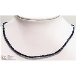 39) 18K WHITE GOLD SAPPHIRE BEAD NECKLACE