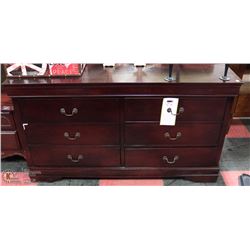 NEW DARK WOOD 6 DRAWER DRESSER- SIDE DAMAGE