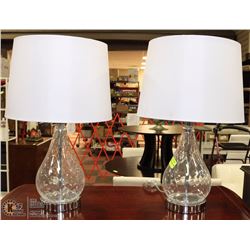 PAIR OF METAL AND GLASS SHOWHOME LAMPS