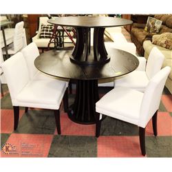 SHOWHOME BLACK PEDESTAL TABLE AND 4 CHAIRS SOLD