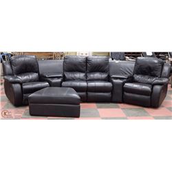 5PC LEATHER SOFA WITH CONSOLE CUP HOLDERS &