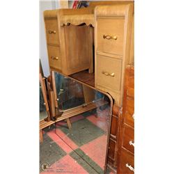 VINTAGE WOOD VANITY WITH MIRROR ON CHOICE