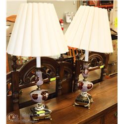 PAIR OF VINTAGE GLASS TABLE LAMPS