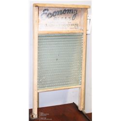 VINTAGE WOOD AND GLASS ECONOMY WASHBOARD