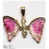 Image 1 : 41) 14K YELLOW GOLD TOURMALINE & DIAMOND PENDANT