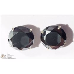 42) 14K WHITE GOLD BLACK DIAMOND STUD EARRINGS