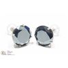 Image 2 : 42) 14K WHITE GOLD BLACK DIAMOND STUD EARRINGS