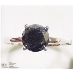 44) 14K WHITE GOLD BLACK DIAMOND SOLITAIRE RING