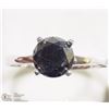 Image 1 : 44) 14K WHITE GOLD BLACK DIAMOND SOLITAIRE RING