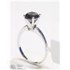 Image 2 : 44) 14K WHITE GOLD BLACK DIAMOND SOLITAIRE RING