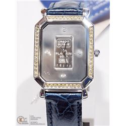 50) SWISS INGOT WATCH W/ 5 PLATINUM INGOT LEATHER
