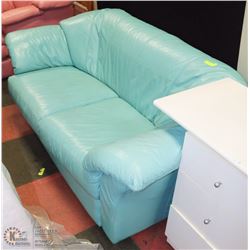 SHOWHOME TEAL LEATHERETTE LOVESEAT