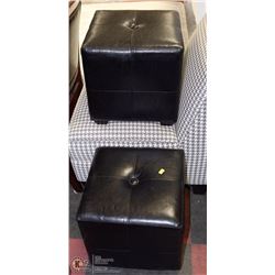 2 DARK BROWN CUBE OTTOMANS
