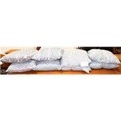 8 ASSORTED THROW CUSHIONS
