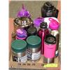 Image 1 : FLAT OF ASSORTED TO GO CUPS/THERMOS'S, WATER CUPS
