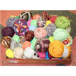 FLAT OF ASSORTED YARNS, WOOL ETC