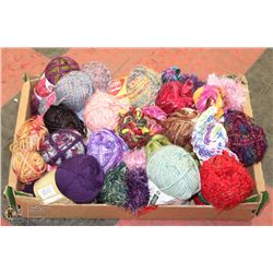 FLAT OF ASSORTED YARNS, WOOL ETC