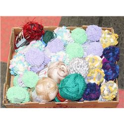 FLAT OF ASSORTED YARNS MOSTLY BABY BRAID FRINGE