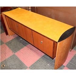 VINTAGE TEAK SIDEBOARD WITH LEATHER TOP